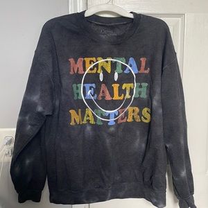 Grey Tie-Dye “Mental Health Matters” Crewneck Sweatshirt